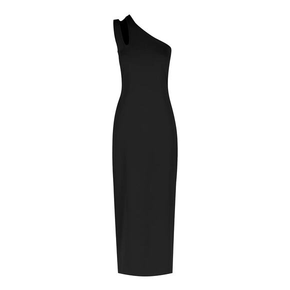 Hansen & Gretel Suvari Black One Shoulder Cut Out Jersey Midi Dress Size Large - Picture 4 of 13